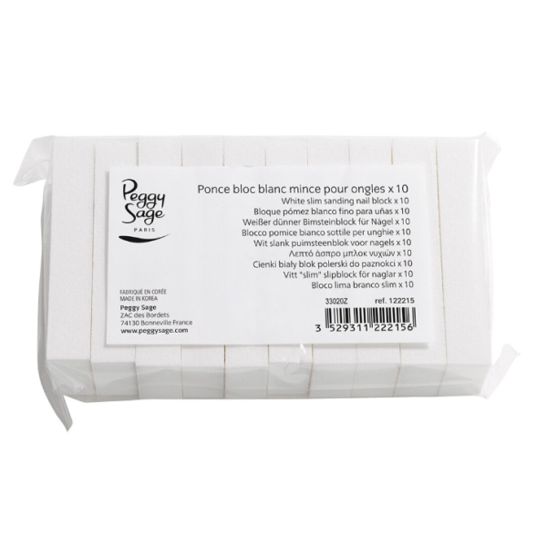 PEGGY SAGE BLOCCO DI PIETRA POMICE BIANCO SLIM PER UNGHIE X 10