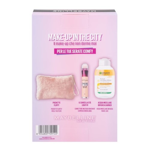 MAYBELLINE NEW YORK MAKE-UP IN THE CITY CORRETTORE IL CANCELLA ETA' LIGHT (01) E ACQUA MICELLARE BIFASE