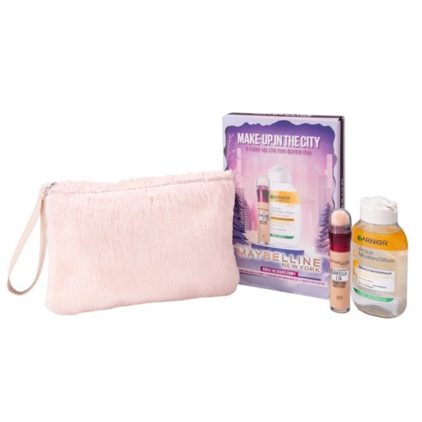 MAYBELLINE NEW YORK MAKE-UP IN THE CITY CORRETTORE IL CANCELLA ETA' LIGHT (01) E ACQUA MICELLARE BIFASE