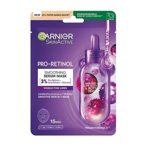GARNIER SKIN ACTIVE PRO-RETINOL SMOOTHING SERUM MASK
