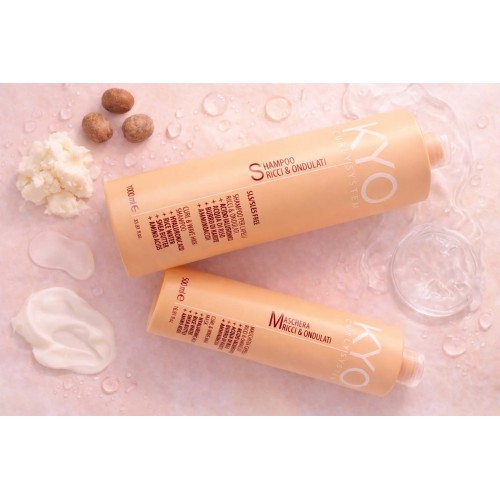 KYO Curly System Shampoo Ricci e Ondulati 1000 ml con Acido Ialuronico senza SLS/SLES per capelli ricci, mossi e afro