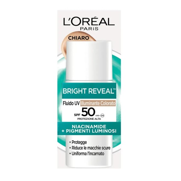 L'Oréal Paris Bright Reveal Fluido UV Illuminante SPF 50 Colorato Chiaro 50 ml