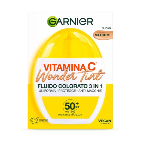 Garnier Vitamina C Wonder Tint Fluido Colorato 3 in 1 SPF 50+ colore Medium 40 ml