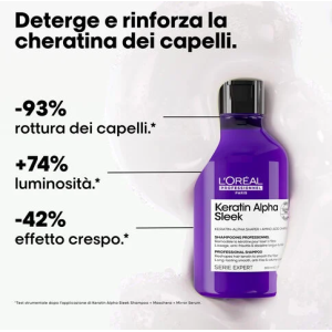 L'Oréal Professionnel Keratin Alpha Sleek Shampoo Anticrespo Senza Solfati 300 ml 2